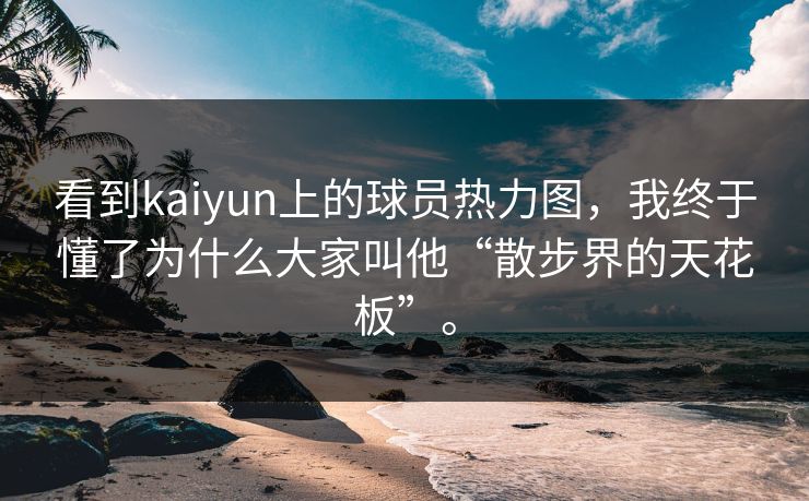 看到kaiyun上的球员热力图，我终于懂了为什么大家叫他“散步界的天花板”。