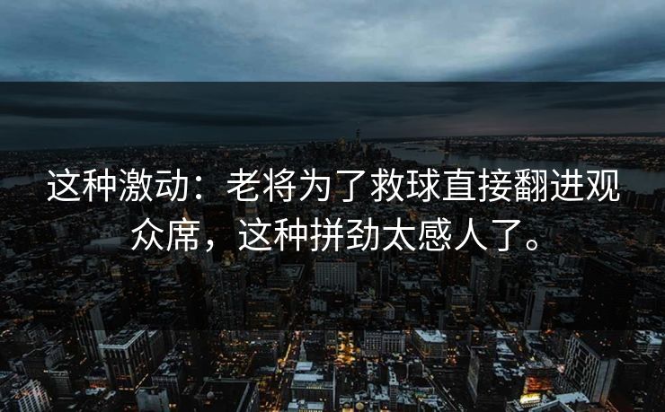 这种激动：老将为了救球直接翻进观众席，这种拼劲太感人了。